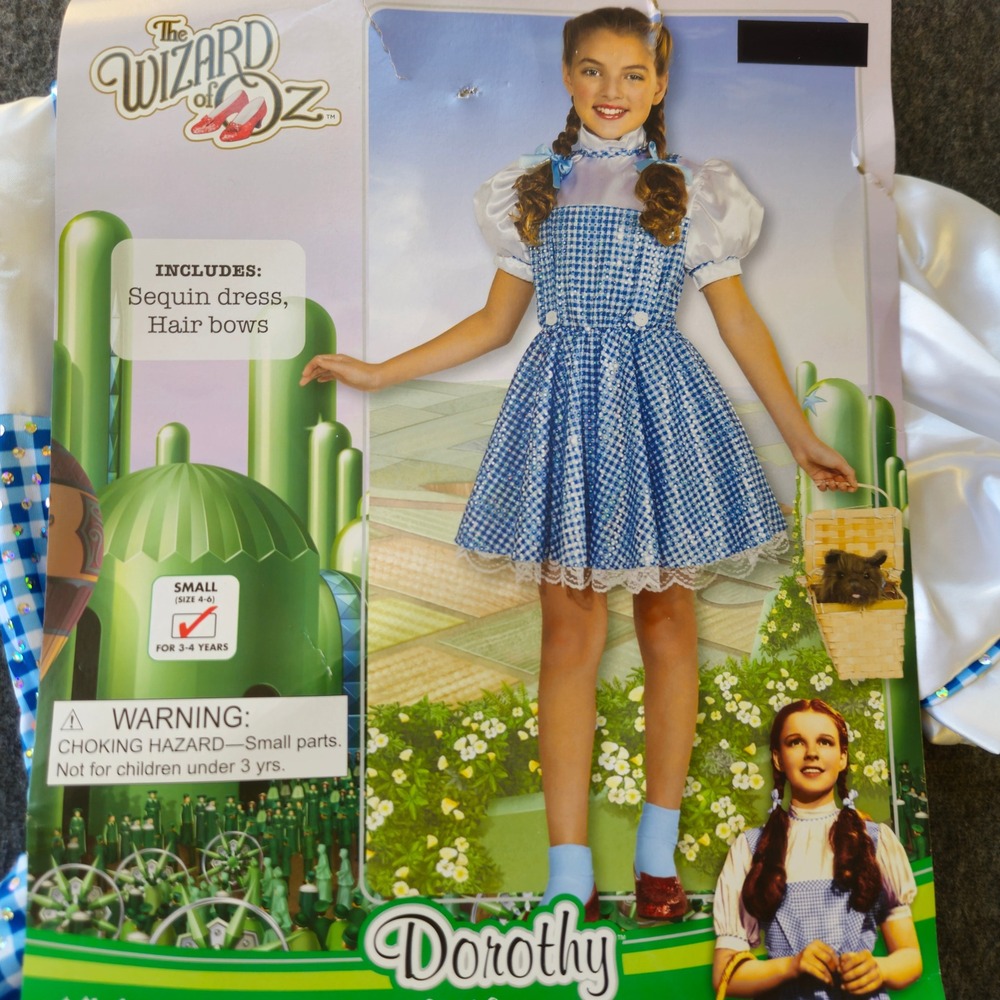New! Rubies Dorothy Costume Child Small 4-6 Blue Gingham Sequin Wizard of Oz - Picture 6 of 6